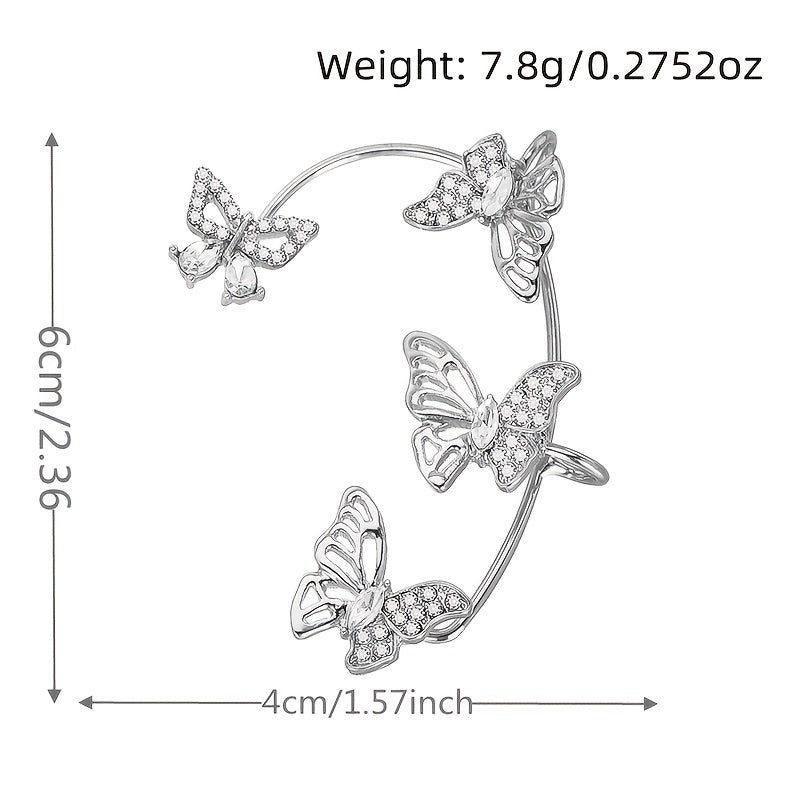 Boucles d’Oreilles Femme – Papillon Élégant, Sans Perçage, Pierres Synthétiques