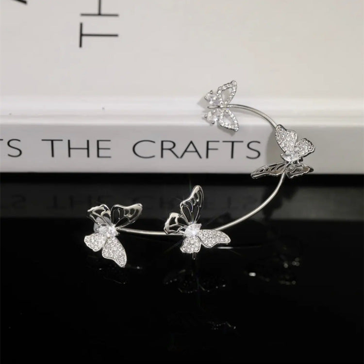 Boucles d’Oreilles Femme – Papillon Élégant, Sans Perçage, Pierres Synthétiques