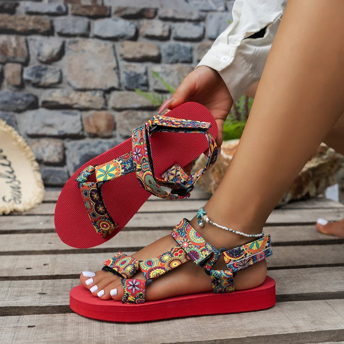 Lightweight Flat Sandals – Soft Sole Bohemian Shoes for Women