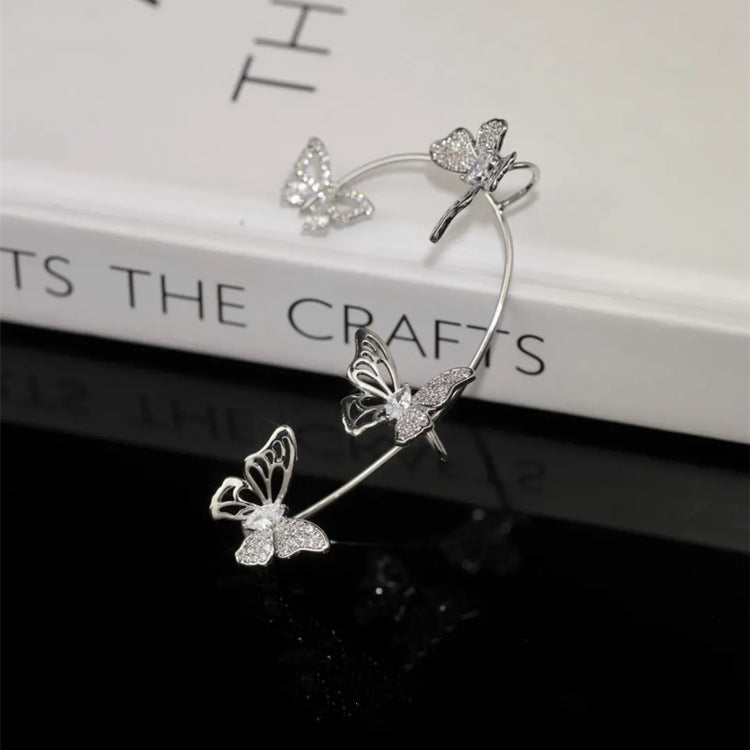 Boucles d’Oreilles Femme – Papillon Élégant, Sans Perçage, Pierres Synthétiques